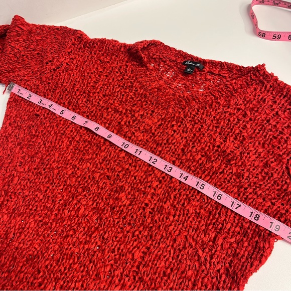 Imperfect y2k 100% silk top large crochet style crinkle red baddie going out top - Picture 4 of 17